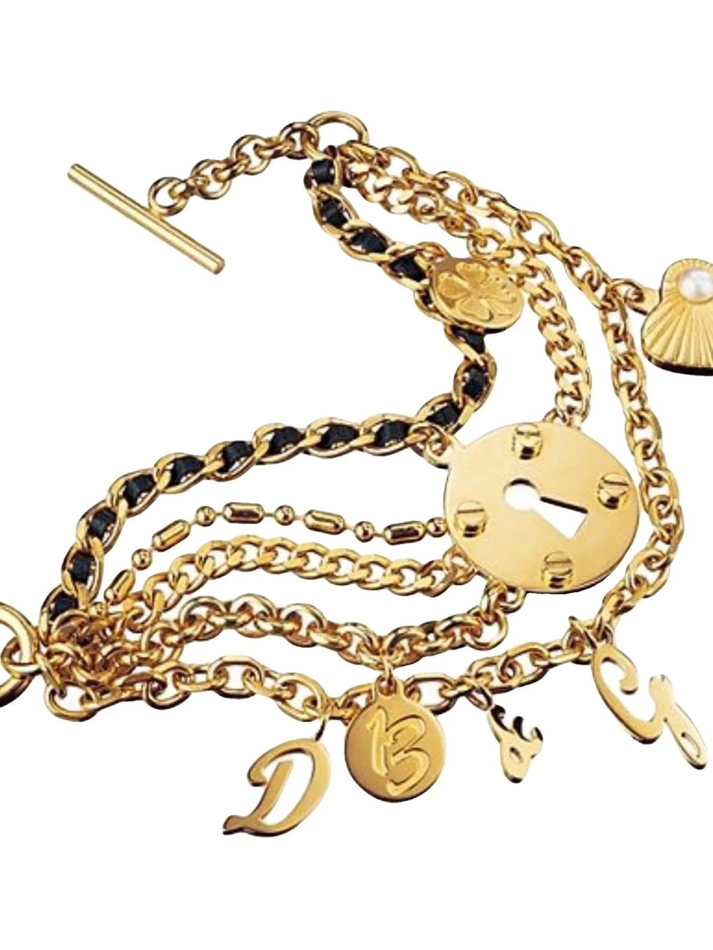 DOLCE AND GABBANA 1990S-2000S GOLD CHAIN LINK CHARM BRACELET